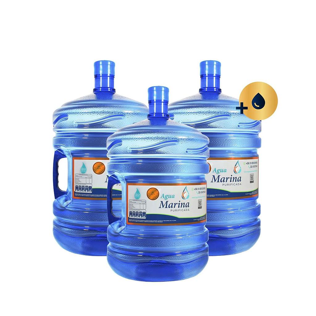 Agua Purificada  3 Bidón de 20 lts con carga